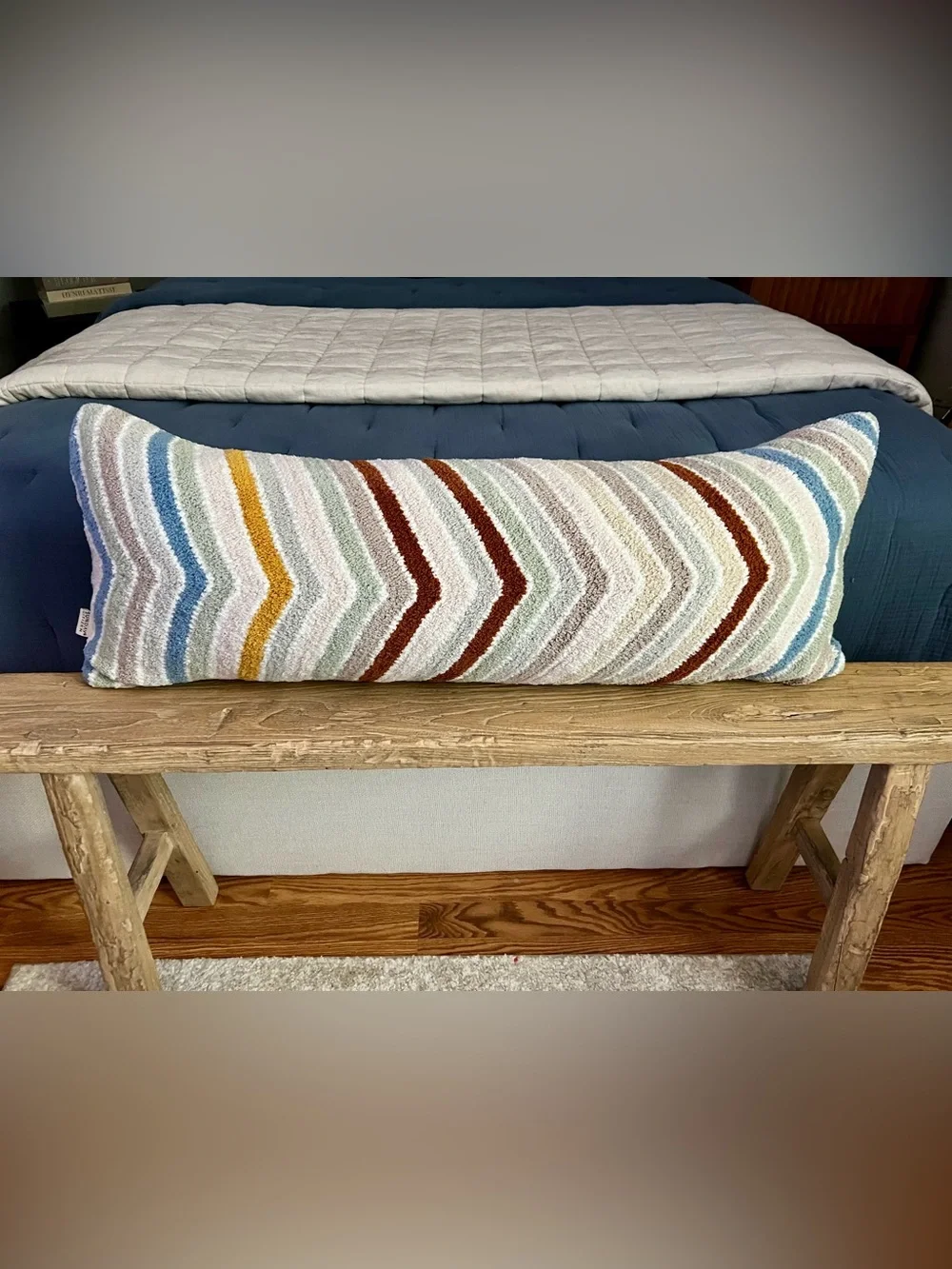 Sunday Citizen Snug Lumbar Pillow 14x36 Mineral Cusco Chevron Pattern EUC Rare